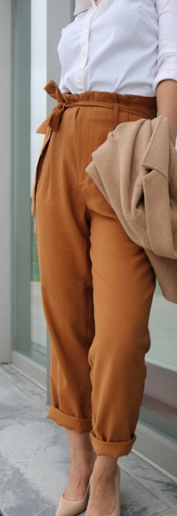 Camel Tie-Front Pants - Picture 2 of 2